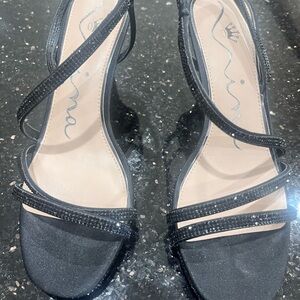 Nina Elegant Black Heels with Glitter Straps